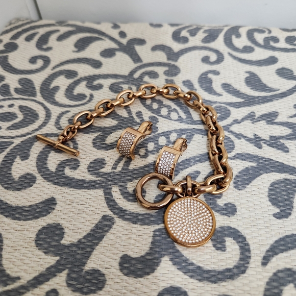 Michael Kors Jewelry - Michael Kors  Rose Gold  Crystal Pave  Toggle Bracelet and Earring Set